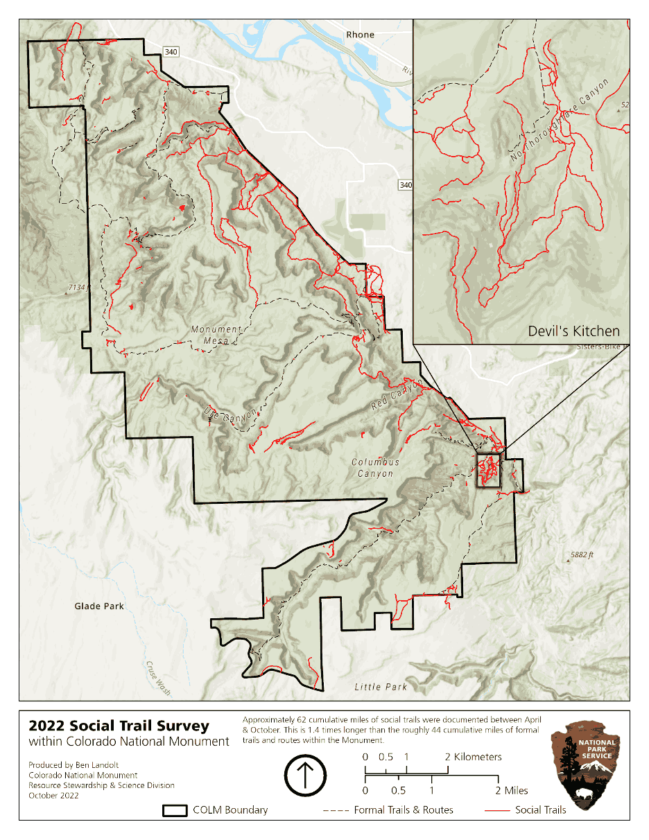 Colorado National Monument Map of Social Trails